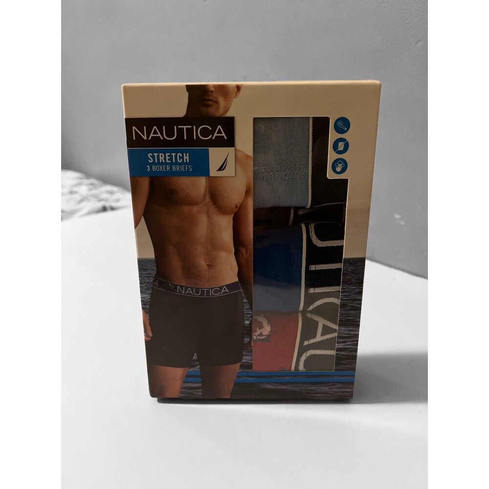 NWT Nautica. Sz L .Men' 3 Pack, Boxer Briefs, Soft Cotton. Multicolor